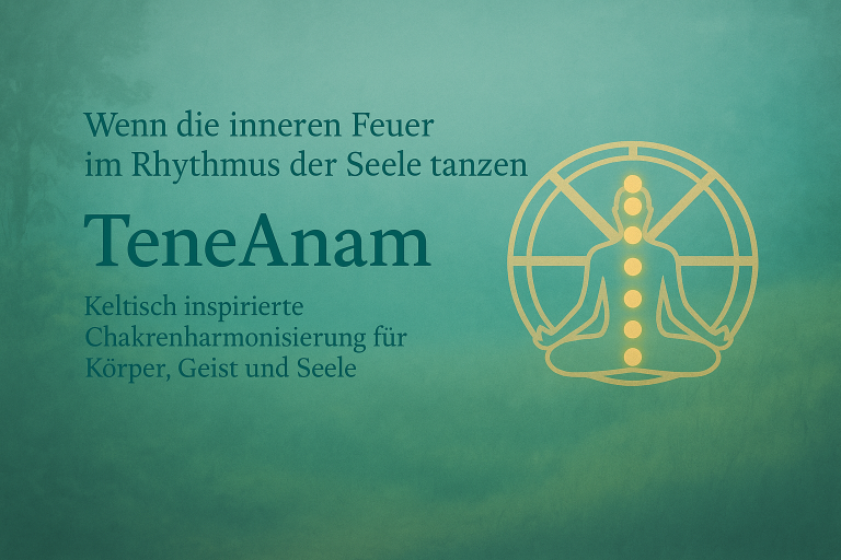 Text auf grünem Hintergrund: „TeneAnam - Körper-, Geist- und Seelenharmonisierung“